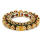Gold-Polished Green Navratan Meenakari Bangle - Ruby Raang - Swadesiicart
