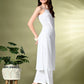 Myshka Women's Self Design Shoulder Straps Kurta & Palazzos Sets in White Color - Swadesiicart