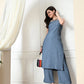 Myshka Women's Self Design Shoulder Straps Kurta & Palazzos Sets in Grey Color - Swadesiicart