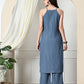 Myshka Women's Self Design Shoulder Straps Kurta & Palazzos Sets in Grey Color - Swadesiicart