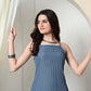 Myshka Women's Self Design Shoulder Straps Kurta & Palazzos Sets in Grey Color - Swadesiicart