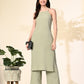 Myshka Women's Self Design Shoulder Straps Kurta & Palazzos Sets in Olive Color - Swadesiicart