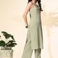 Myshka Women's Self Design Shoulder Straps Kurta & Palazzos Sets in Olive Color - Swadesiicart
