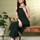 Myshka Women's Self Design Shoulder Straps Kurta & Palazzos Sets in Green Color - Swadesiicart