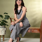 Myshka Women's Self Design Shoulder Straps Kurta & Palazzos Sets in Grey Color - Swadesiicart