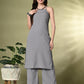 Myshka Women's Self Design Shoulder Straps Kurta & Palazzos Sets in Grey Color - Swadesiicart