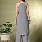 Myshka Women's Self Design Shoulder Straps Kurta & Palazzos Sets in Grey Color - Swadesiicart