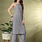 Myshka Women's Self Design Shoulder Straps Kurta & Palazzos Sets in Grey Color - Swadesiicart