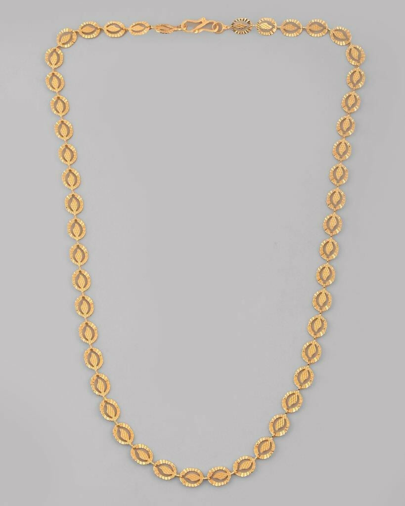 VOJ Women Gold-Polished Self Designed Oval Shaped Chain | Swadesiicart