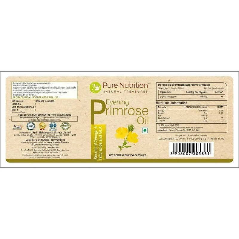 Pure Nutrition Evening Primrose Oil Softgels | Swadesiicart