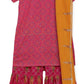 Ahalyaa Magenta Cotton Printed Kids Kurta Sharara Set With Dupatta For Girls | Swadesiicart