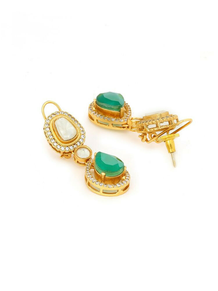 Natural Stones Antique Finish Earrings and Necklace set - Ruby Raang | Swadesiicart