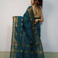 Exclusive Collection Beautiful Purssion Green Cotton Silk Woven Handloom Saree With Running Blouse Piece - Swadesiicart