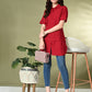 Myshka Women's Solid A-Line Collared Neck Casual Tunic In Red Color - Swadesiicart