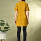 Myshka Women's Solid A-Line Collared Neck Casual Tunic In Mustard Color - Swadesiicart