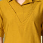 Myshka Women's Solid A-Line Collared Neck Casual Tunic In Mustard Color - Swadesiicart