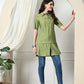 Myshka Women's Solid A-Line Collared Neck Casual Tunic In Green Color - Swadesiicart