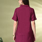 Myshka Women's Solid A-Line Collared Neck Casual Tunic In Wine Color - Swadesiicart