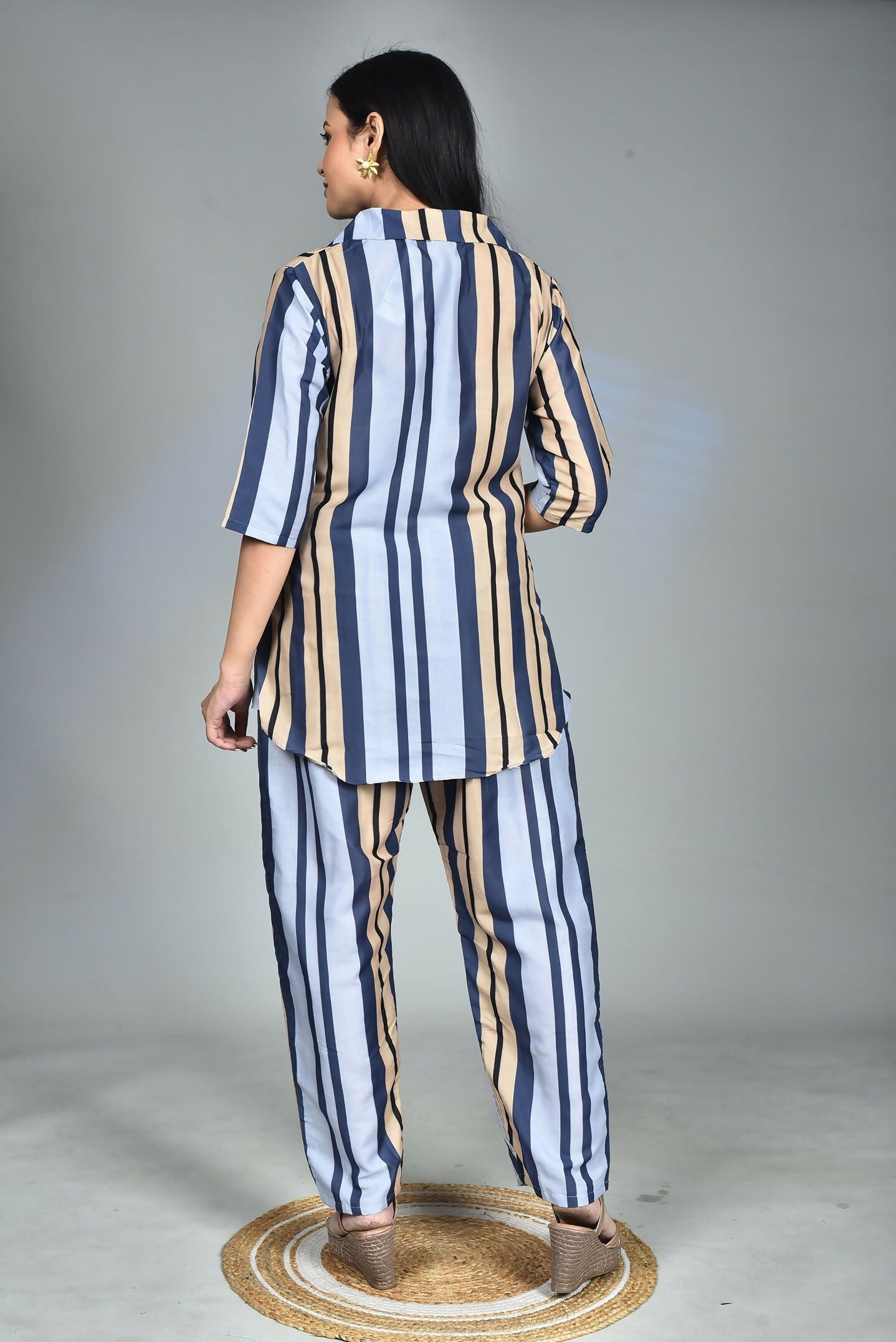 Morchari Digital Print Semi Muslin Co-Ord Set Top & Trouser-Multicolor - Swadesiicart