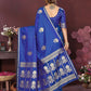 Joban Fashion Royal blue Floral Motifs Banarasi Silk Sarees | Swadesiicart