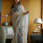 Vamsee Avantika Beige Organza Saree - Swadesiicart