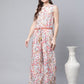 Ahalyaa Womens Pink Crepe Digital Print Floral Jumpsuit - Swadesiicart