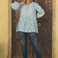 Juniper Women's Skyblue Cambric Placement Floral Printed Tunic | Swadesiicart