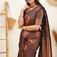 Vamika Brown Banarasi Jacquard Weaving Saree | Swadesiicart
