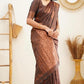 Vamika Brown Banarasi Jacquard Weaving Saree | Swadesiicart