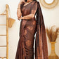 Vamika Brown Banarasi Jacquard Weaving Saree | Swadesiicart
