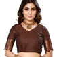 Vamika Brown Banarasi Jacquard Weaving Saree | Swadesiicart