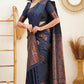 Vamika Navy Banarasi Jacquard Weaving Saree | Swadesiicart