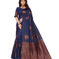 Vamika Navy Banarasi Jacquard Weaving Saree | Swadesiicart