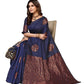 Vamika Navy Banarasi Jacquard Weaving Saree | Swadesiicart