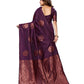 Vamika Purple Banarasi Jacquard Weaving Saree | Swadesiicart