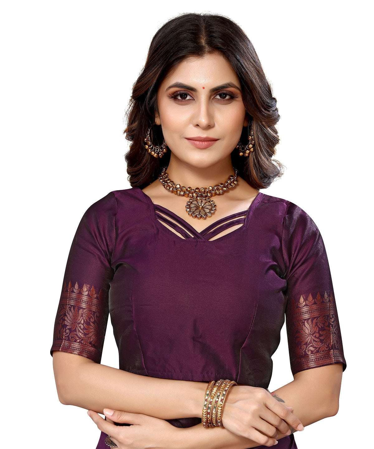 Vamika Purple Banarasi Jacquard Weaving Saree | Swadesiicart
