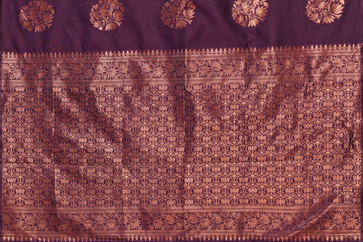 Vamika Purple Banarasi Jacquard Weaving Saree | Swadesiicart