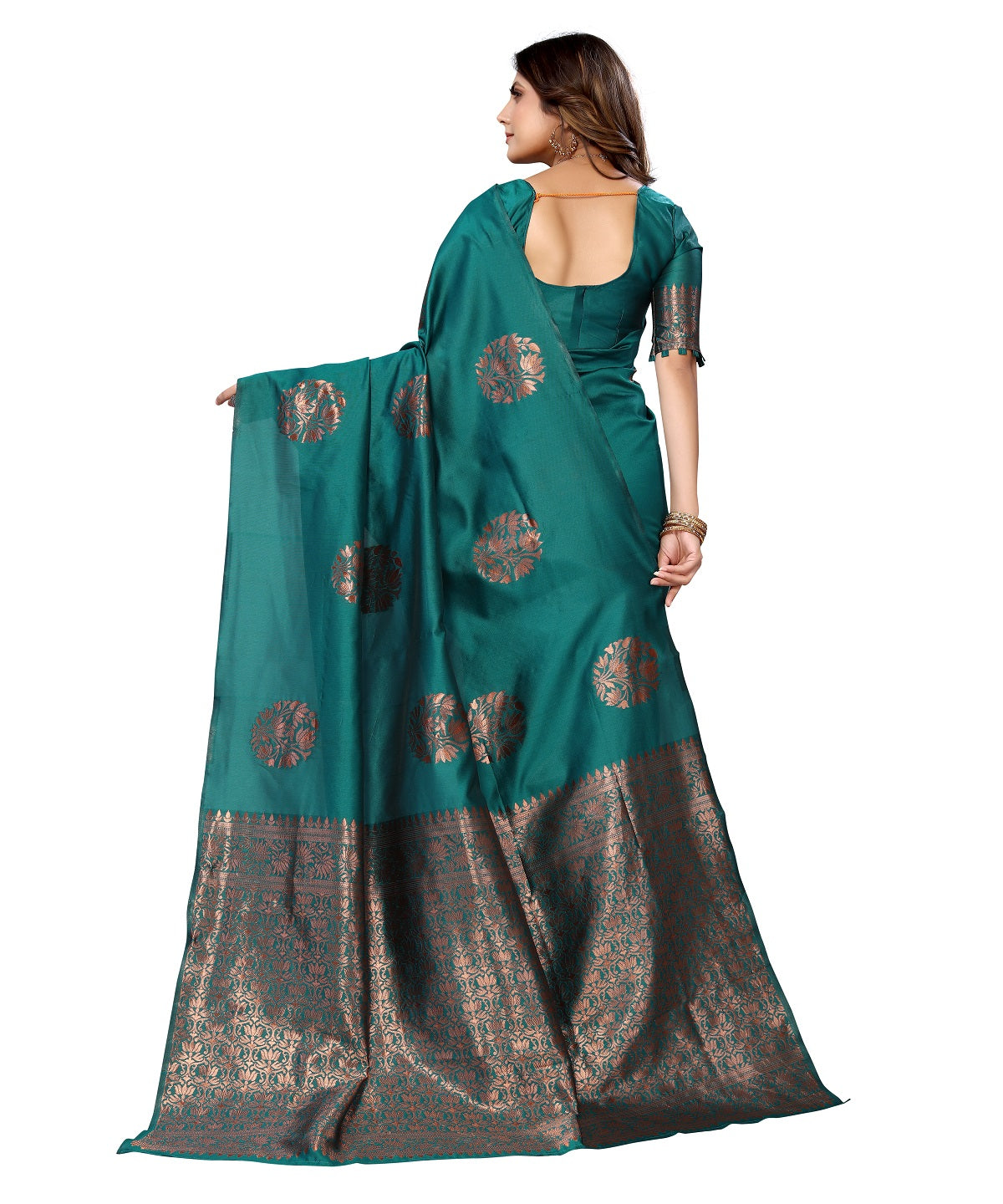 Vamika Rama Banarasi Jacquard Weaving Saree | Swadesiicart