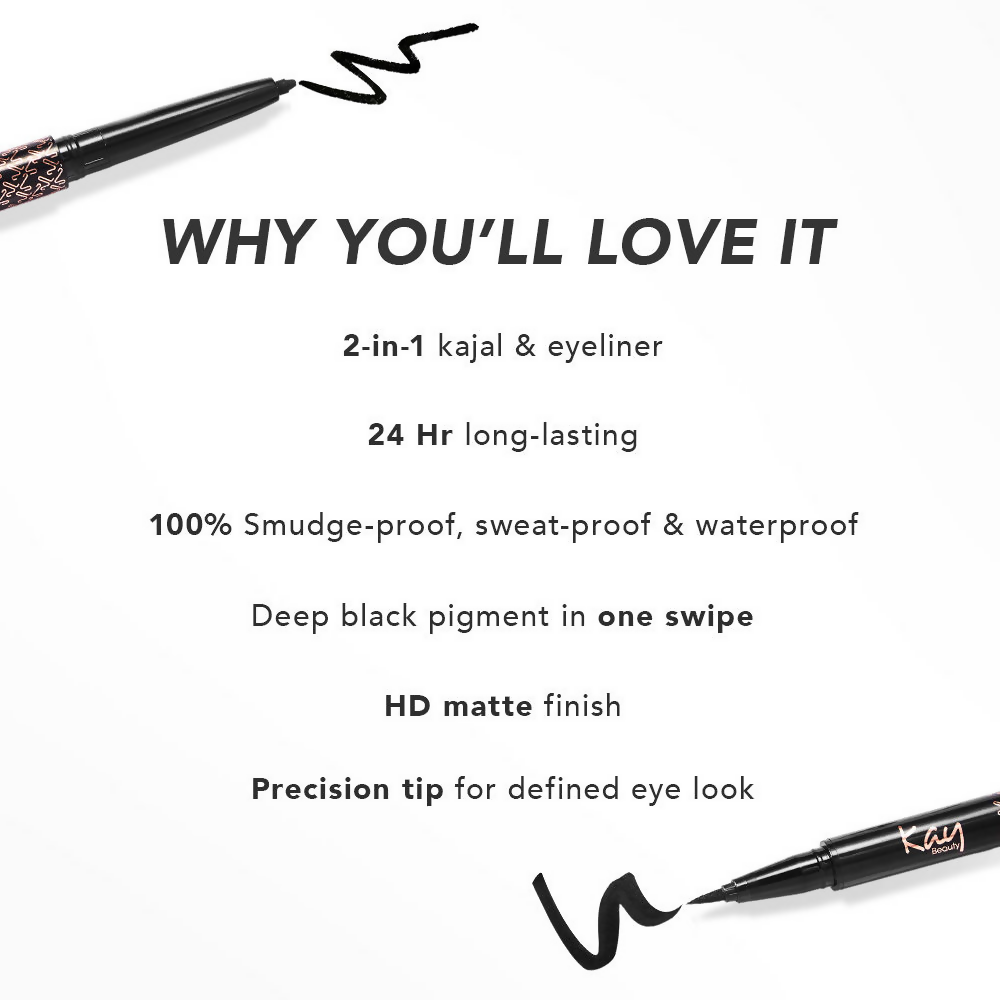 Kay Beauty Intense Black 24H Kajal Eyeliner Duo | Swadesiicart