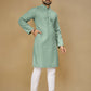 Anaita Sea_Green Embroidered Rayon Straight Kurta
