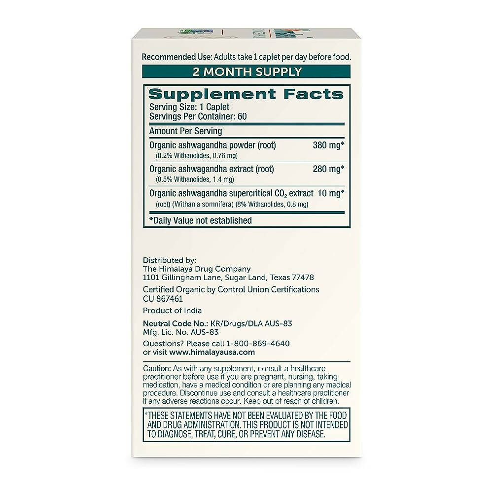 Himalaya Organic Ashwagandha Caplets | Swadesiicart