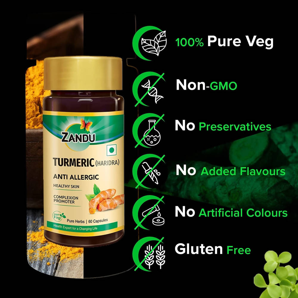 Zandu Turmeric (Haridra) Anti Allergic Capsules | Swadesiicart