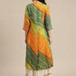 Indian Clothing Varanga Mustard Yellow & Green Bandhani Dyed Anarkali Kurta - Swadesiicart