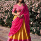 Lorenvalley Mustard Kanchipuram Zari Weaving Work Lehenga Choli with Dupatta | Swadesiicart