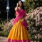 Lorenvalley Mustard Kanchipuram Zari Weaving Work Lehenga Choli with Dupatta | Swadesiicart