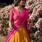 Lorenvalley Mustard Kanchipuram Zari Weaving Work Lehenga Choli with Dupatta | Swadesiicart