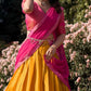Lorenvalley Mustard Kanchipuram Zari Weaving Work Lehenga Choli with Dupatta | Swadesiicart