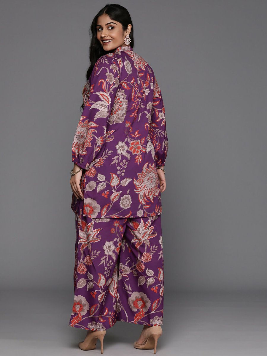 Ahalyaa Women's Traditional Wear Co-ords - Purple - Swadesiicart