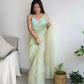 Vamsee Sheetal Green Organza Saree - Swadesiicart