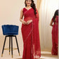 Maroon Georgette Designer Printed Ready To Wear Saree - Ibiza | Swadesiicart